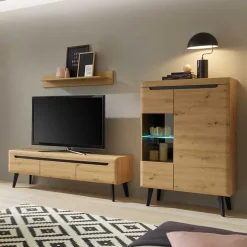 Wohnwand im Skandi Look Set - Olcian (dreiteilig)