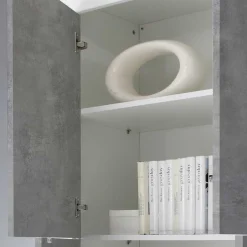 Wohnwand in Beton Optik & Weiß HG - Narandu (dreiteilig)