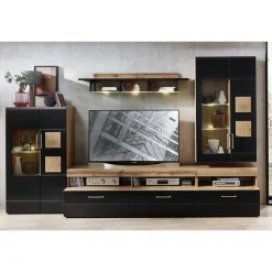 Wohnwand in Schwarz & Wildeiche - Kandu (fünfteilig)