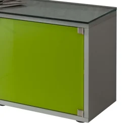 Wohnwand in Silber & Grün & Orange - Lecodas (dreiteilig)