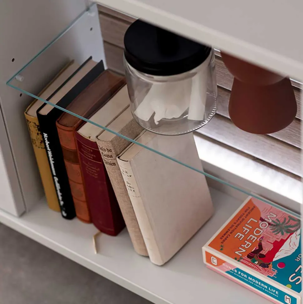 Wohnwand in Weiß mit Wildeiche - Varzino (dreiteilig)