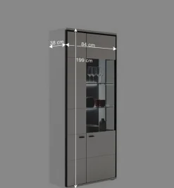 Wohnwand in Weiß und Schwarzgrau - Loazin (dreiteilig)