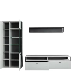 Wohnwand in Weiß und Schwarzgrau - Loazin (dreiteilig)