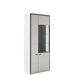 Wohnwand in Weiß und Schwarzgrau - Loazin (dreiteilig)