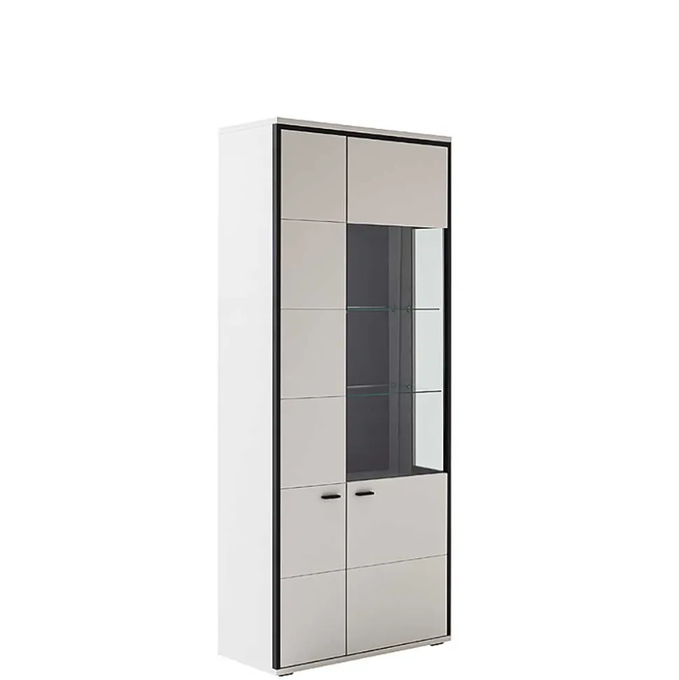 Wohnwand in Weiß und Schwarzgrau - Loazin (dreiteilig)