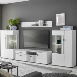 Wohnwand Kombination in Weiß - Dualkos (vierteilig)