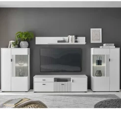 Wohnwand Kombination in Weiß - Dualkos (vierteilig)