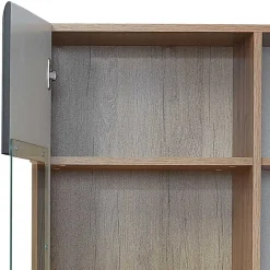 Wohnwand Möbel in Schwarz & Wildeiche - Kandu (fünfteilig)