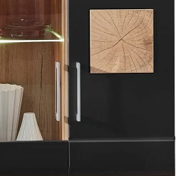 Wohnwand Möbel in Schwarz & Wildeiche - Kandu (fünfteilig)