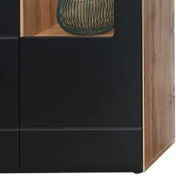 Wohnwand Möbel in Schwarz & Wildeiche - Kandu (fünfteilig)