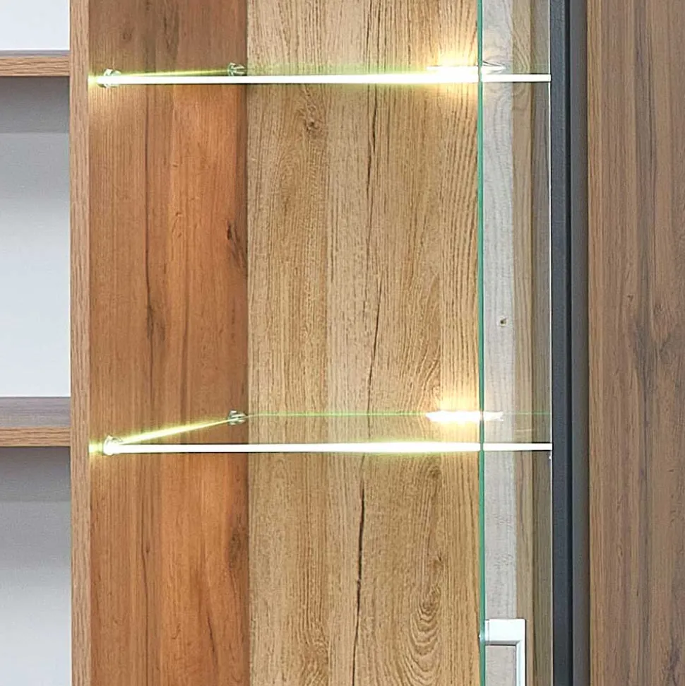 Wohnwand Möbel in Schwarz & Wildeiche - Kandu (fünfteilig)