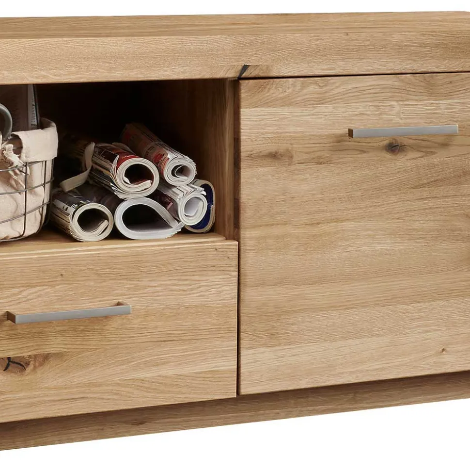 Wohnwand Möbel Set aus Wildeiche - Loitons (vierteilig)