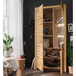 Wohnwand Möbel Set aus Wildeiche - Loitons (vierteilig)