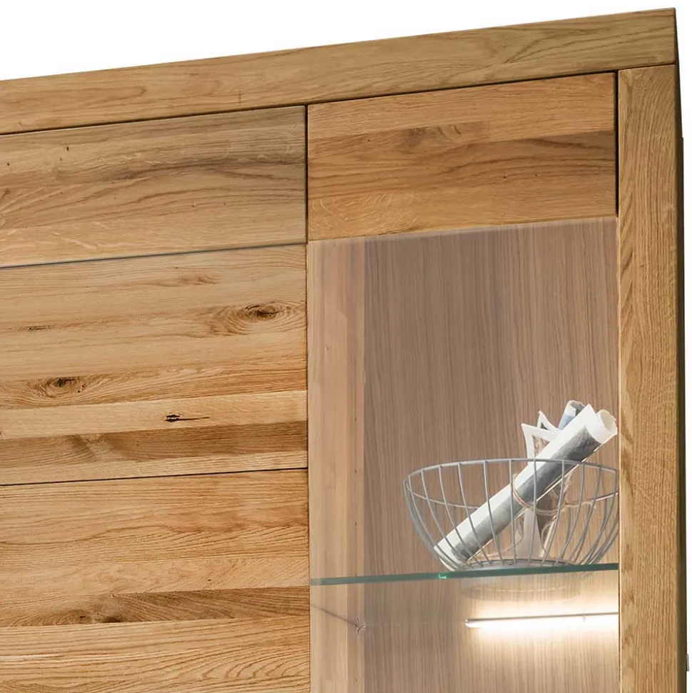 Wohnwand Möbel Set aus Wildeiche - Loitons (vierteilig)