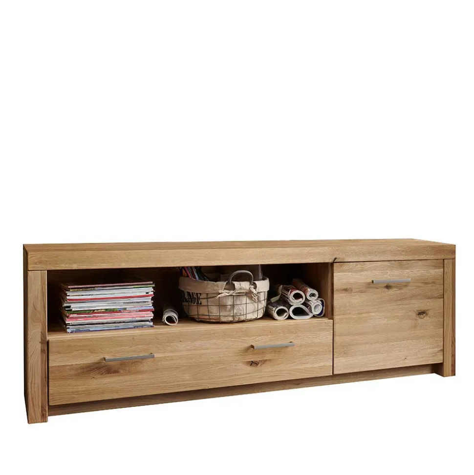 Wohnwand Möbel Set aus Wildeiche - Loitons (vierteilig)