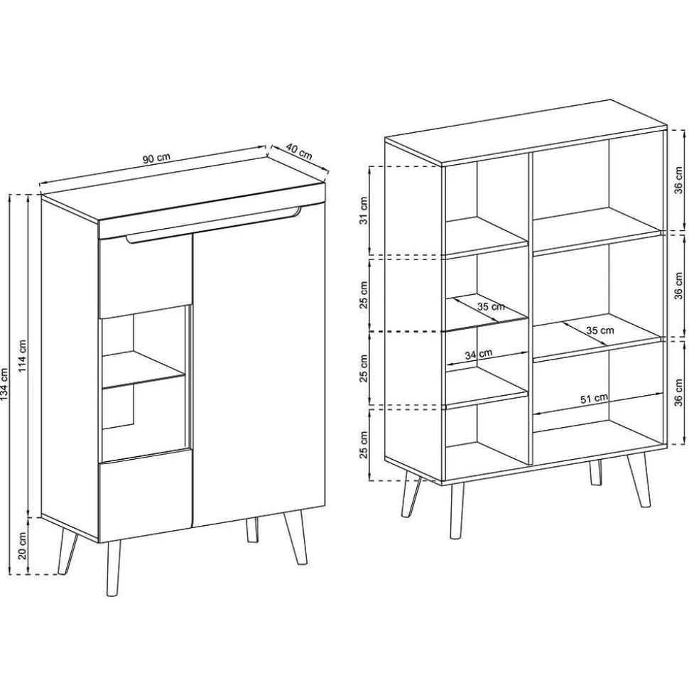 Wohnwand Möbelset Skandi Style - Olcian (vierteilig)