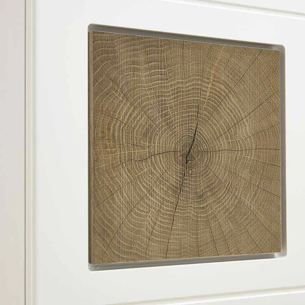 Wohnwand Vitrine in Weiß Eiche - Lisepio