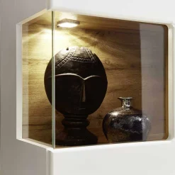 Wohnwand Vitrine in Weiß Eiche - Lisepio