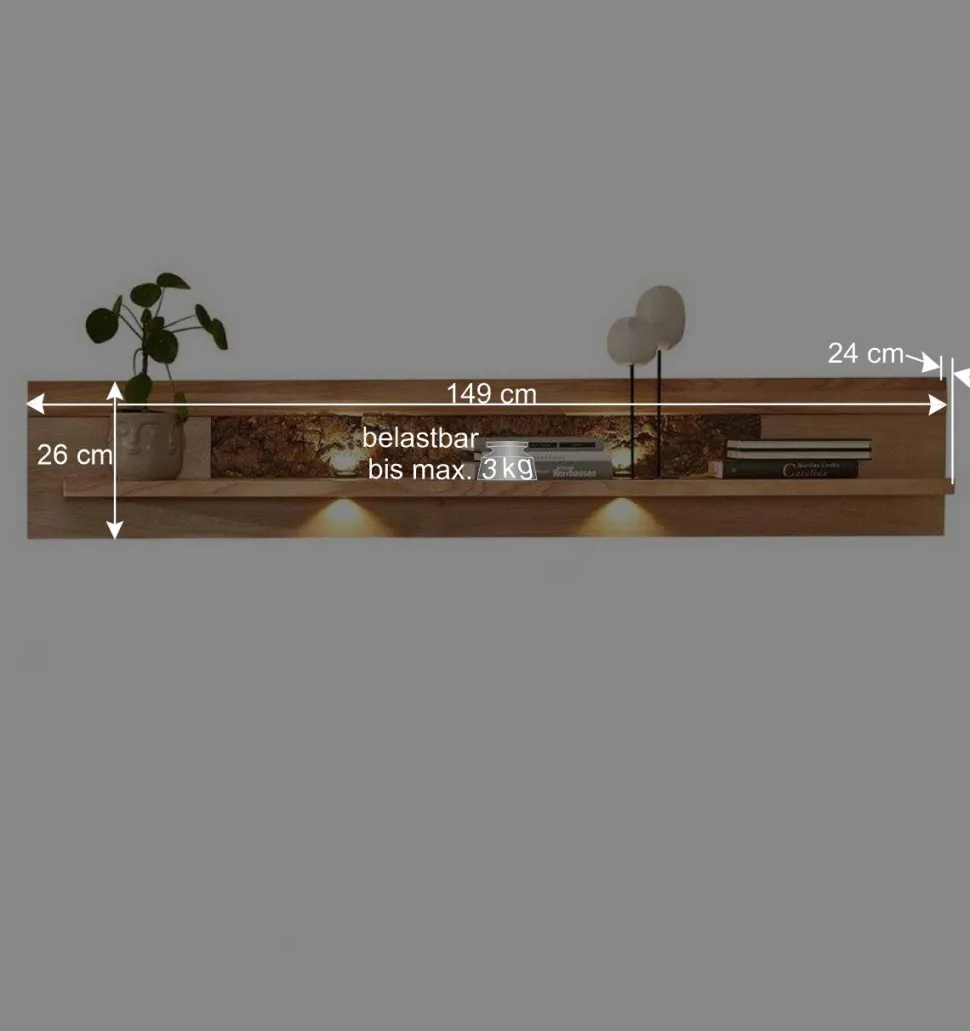 Wohnwand Wohnzimmer-Möbel Set - Cassna (dreiteilig)