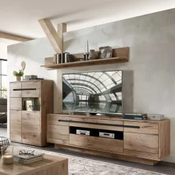 Wohnzimmer Anbauwand Holz Look - Zelio (dreiteilig)