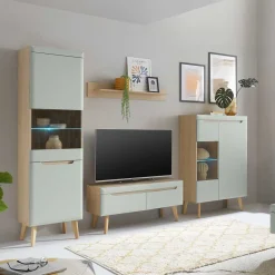 Wohnzimmer Anbauwand im Skandi Design - Armina (vierteilig)