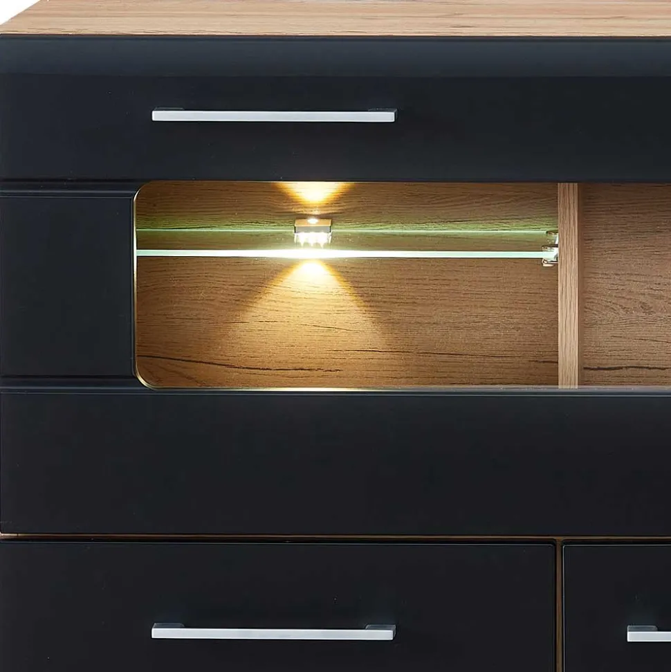 Wohnzimmer Barschrank in Schwarz & Wildeiche - Kandu