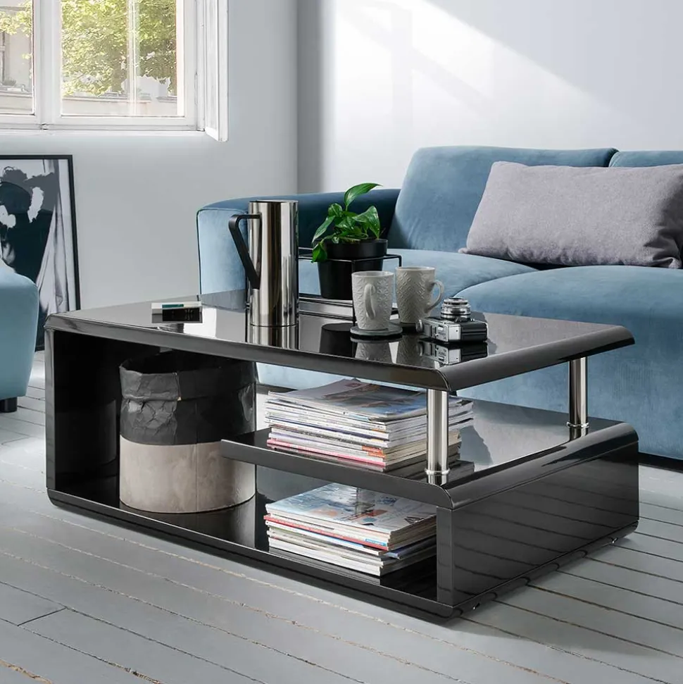 Wohnzimmer Couchtisch in Schwarz hochglänzend - Jusip
