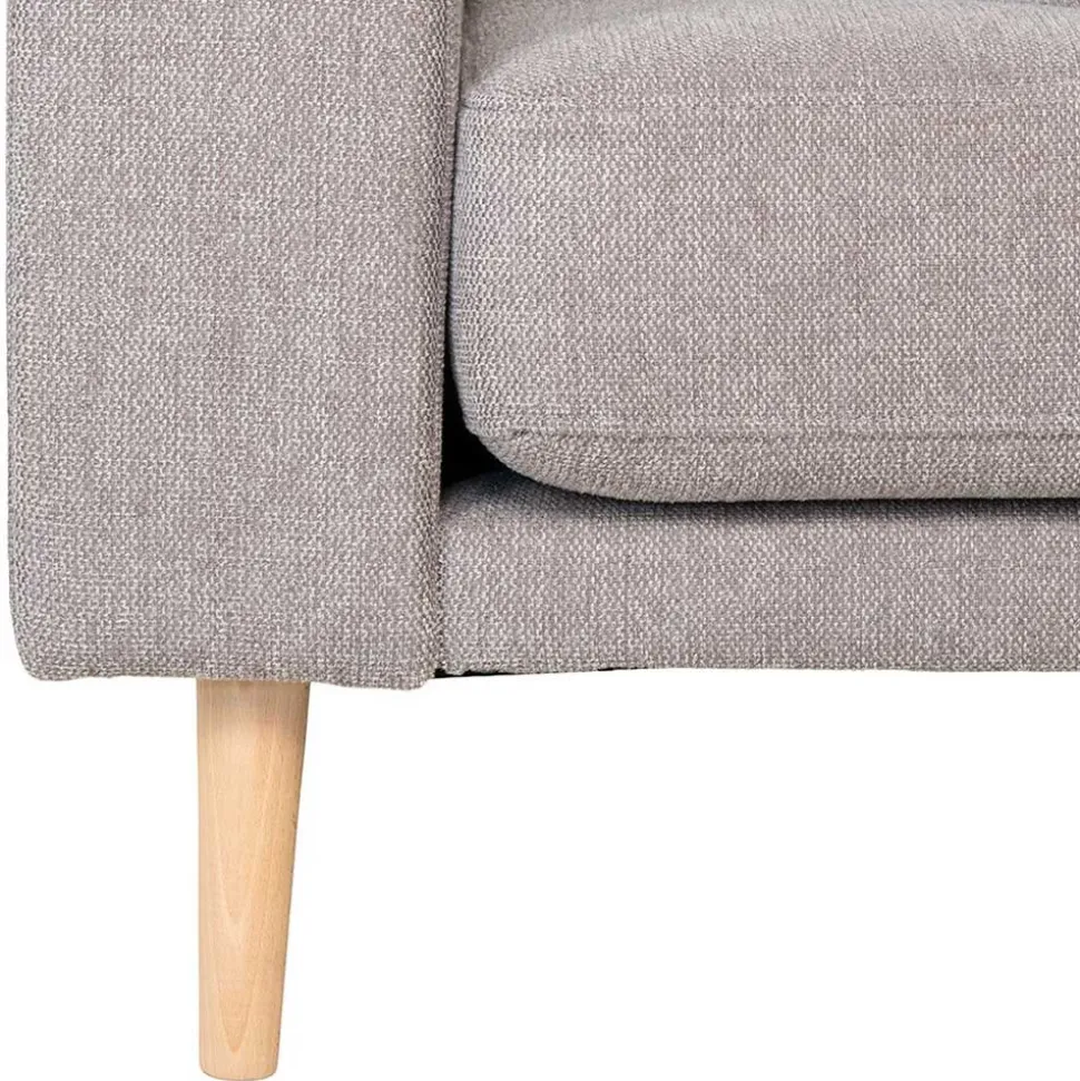 Wohnzimmer Ecksofa in Hellgrau mit Buche - Lelyo