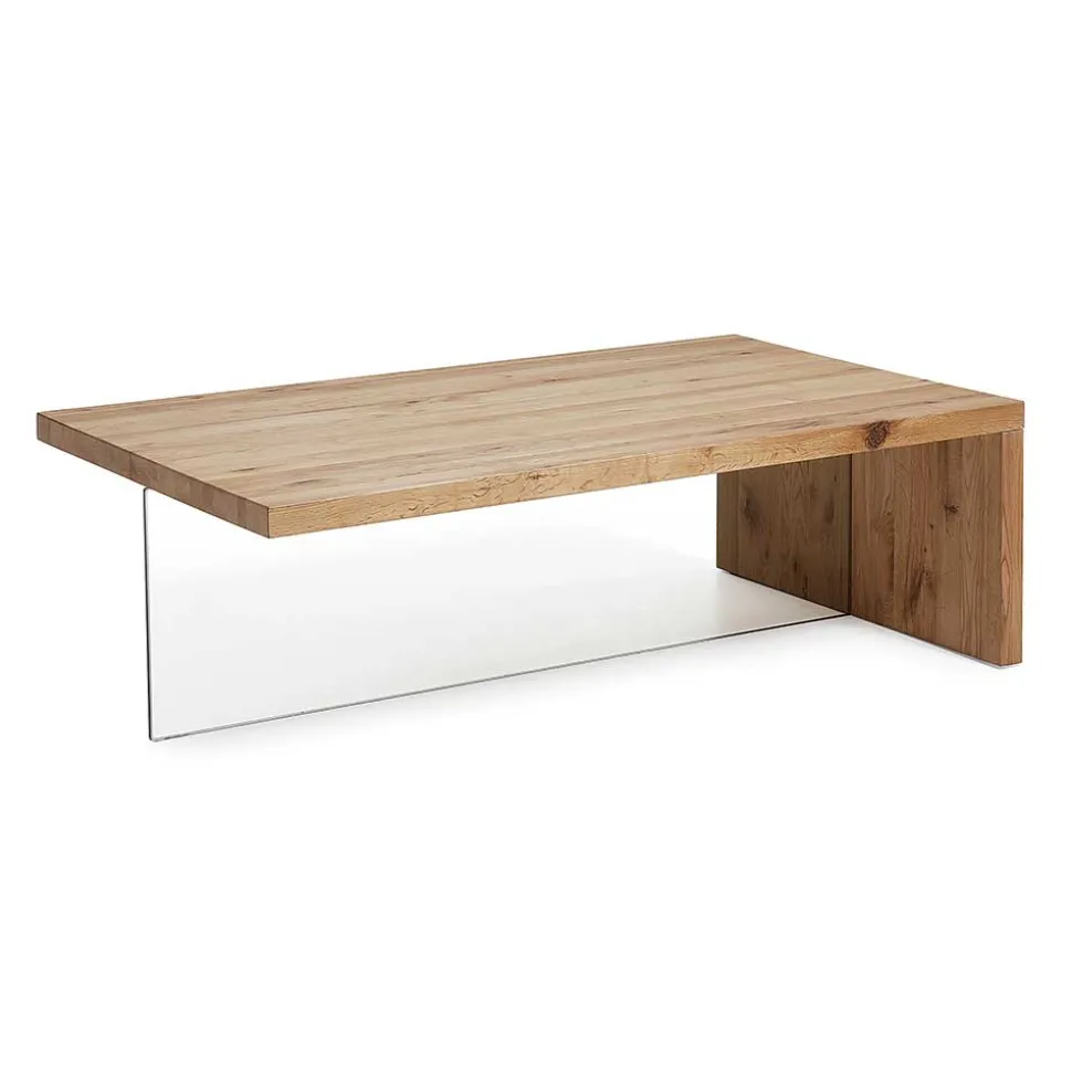 Wohnzimmer Eichentisch Bondoville mit Glas Fuß