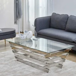 Wohnzimmer Glastisch mit Designgestell - Ludo