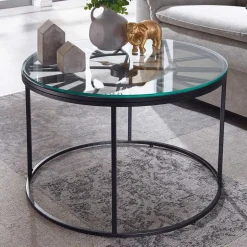 Wohnzimmer Glastisch mit Zifferblatt - Uhren Look - Jannios