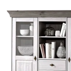 Wohnzimmer Highboard Mirandesca in Grau Weiß