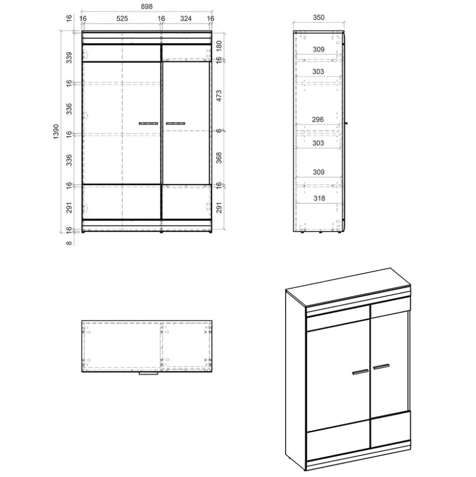 Wohnzimmer Highboard mit Glas Einsatz - Lioscas