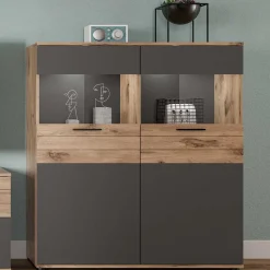 Wohnzimmer Highboard mit Glaseinsätzen - Lucios
