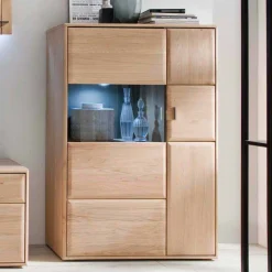 Wohnzimmer Highboard Vernella aus Eiche Bianco