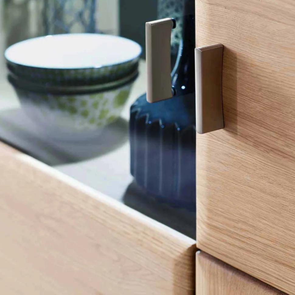 Wohnzimmer Highboard Vernella aus Eiche Bianco