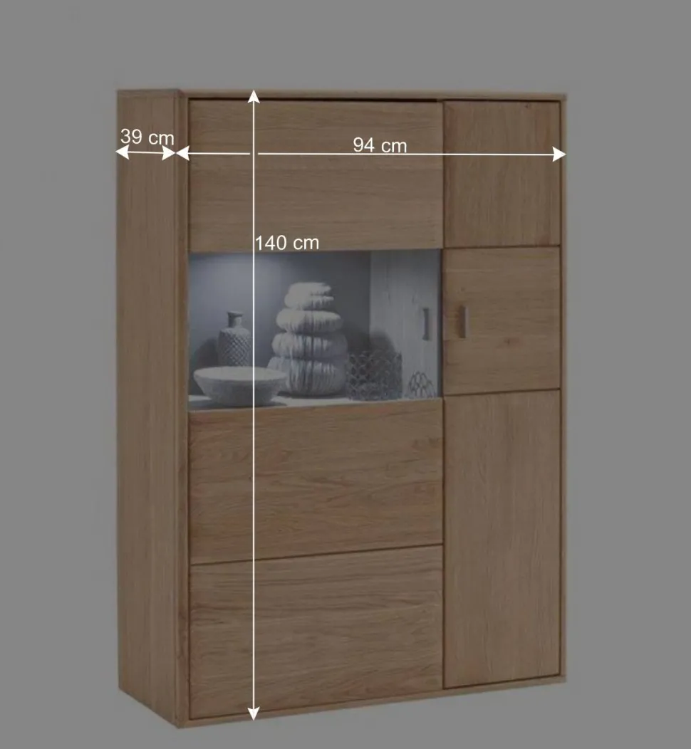 Wohnzimmer Highboard Vernella aus Eiche Bianco