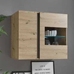 Wohnzimmer Hängeschrank mit Glas Einsatz 2-türig - Lairian