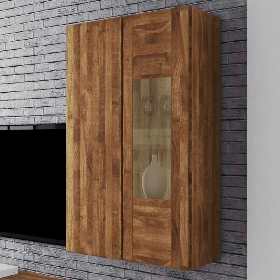 Wohnzimmer Hängevitrine Vaskov aus Wildeiche Massivholz