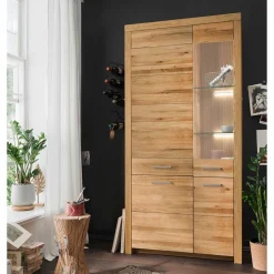 Wohnzimmer Massivholzschrank mit Glas Einsatz - Loitons