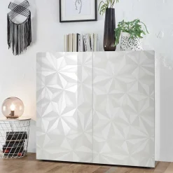 Wohnzimmer Möbel in Weiß glänzend - Vovasoma (dreiteilig)