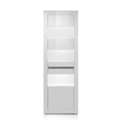 Wohnzimmer Möbel Programm in Hochglanz Weiß Mextra mit Beton Dekpr (vierteilig)