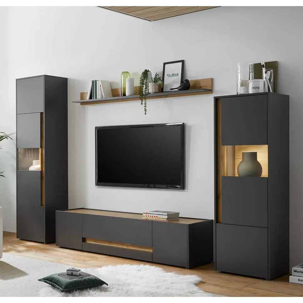 Wohnzimmer Möbel Wohnwand günstig - Ahilav (vierteilig)