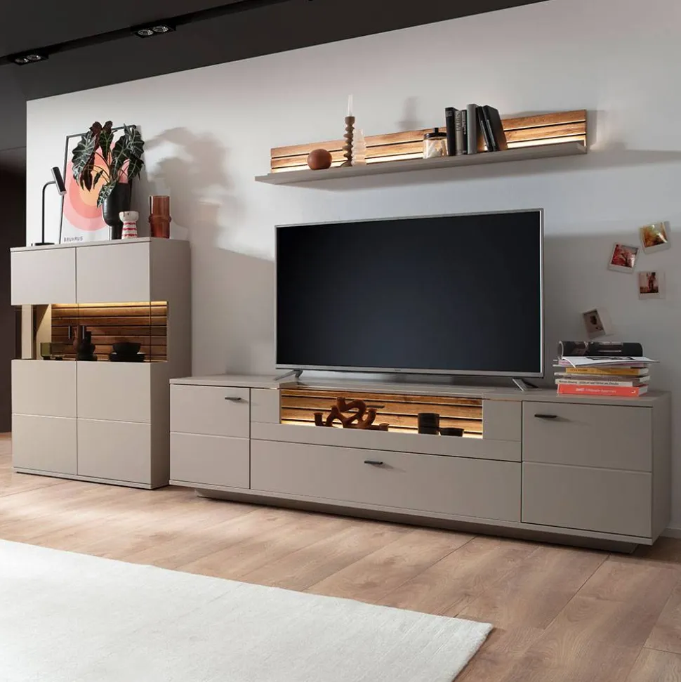 Wohnzimmer Möbelset in Grau - Teorina (dreiteilig)