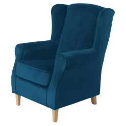 Wohnzimmer Ohrensessel aus Samtvelours in Petrol - Torabus