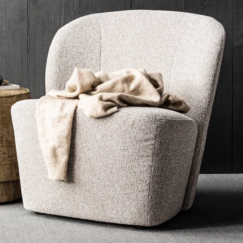 Wohnzimmer Retro Sessel in Beigegrau - Kastrona