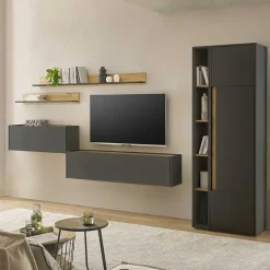 Wohnzimmer Schrank Kombi in Anthrazit - Ahilav (sechsteilig)