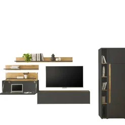 Wohnzimmer Schrank Kombi in Anthrazit - Ahilav (sechsteilig)