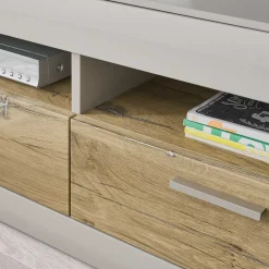 Wohnzimmer Schrank Set in Hellgrau & Zinneiche - Lioscas (vierteilig)