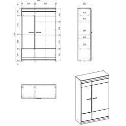 Wohnzimmer Schrank Set in Hellgrau & Zinneiche - Lioscas (vierteilig)